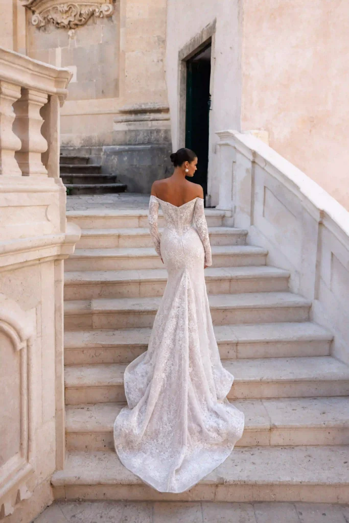 Rear train detail of Harper without overskirt from the Lana Grace bridal collection at a bridal boutique Randburg