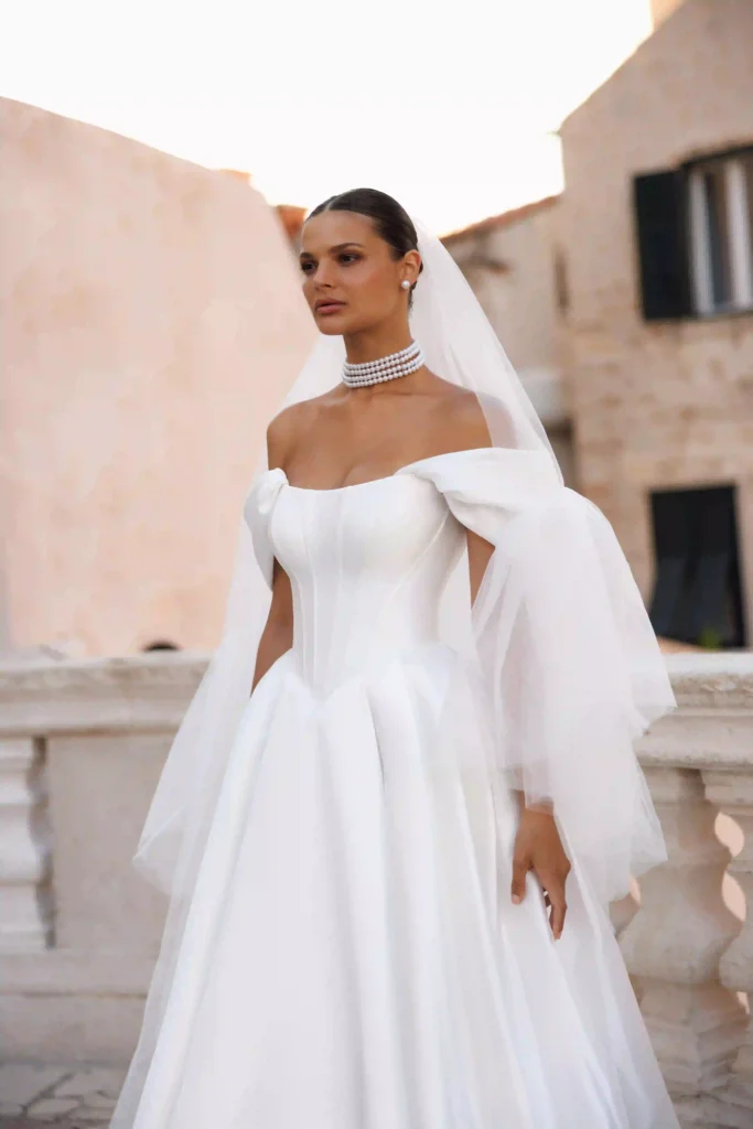 Close front view of Eliza from the Lana Grace wedding dresses collection at a bridal boutique Randburg