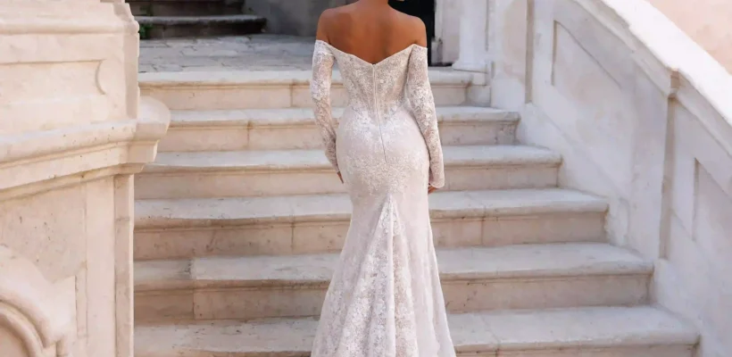 Rear train detail of Harper without overskirt from the Lana Grace bridal collection at a bridal boutique Randburg