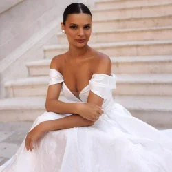 Front detail of Liana from the Lana Grace wedding dresses collection during a wedding dress fitting experience